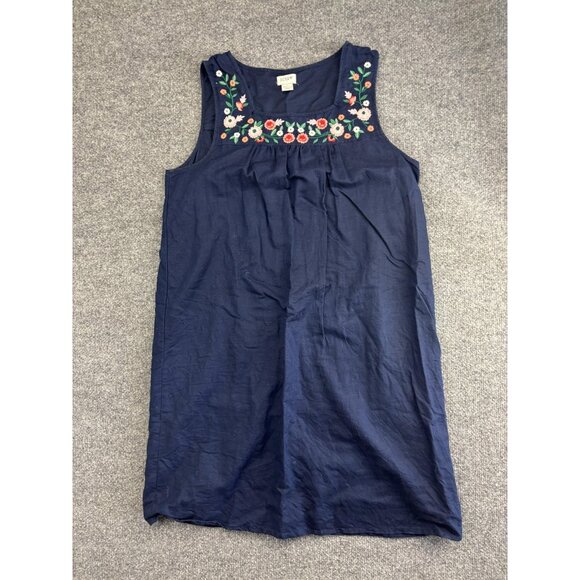 J Crew Dress Womens Medium Blue Floral Embroidered Shift Sleeveless Knee Length - Picture 1 of 8